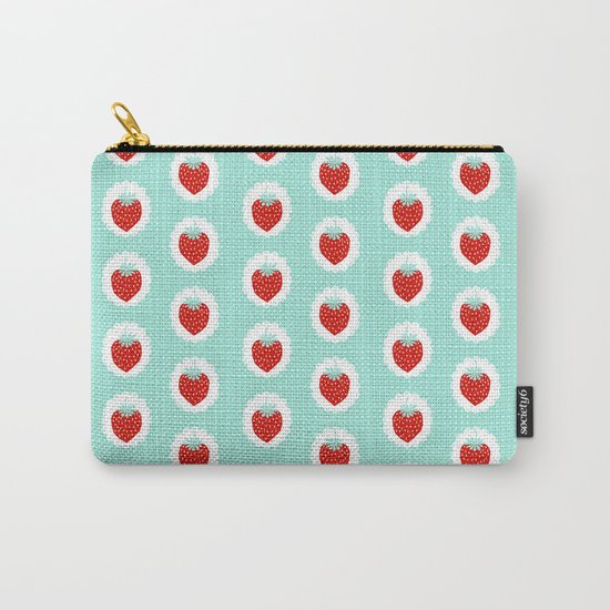 Strawberry fruit tropical mint nature food fresh pattern design geometric berries children farming Carry-All Pouch