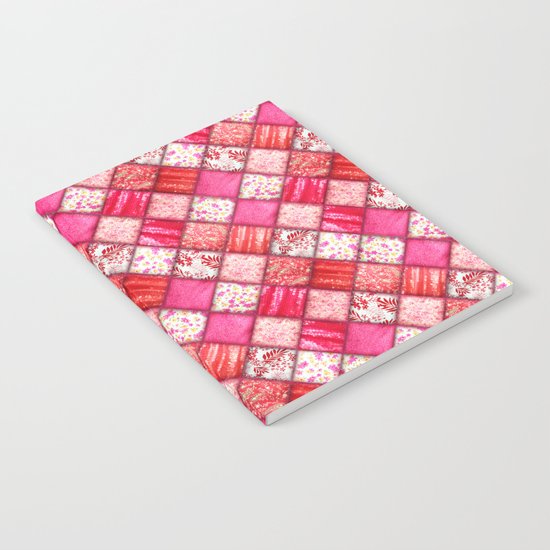 Faux Patchwork Quilting - Pink and Red Notebook
