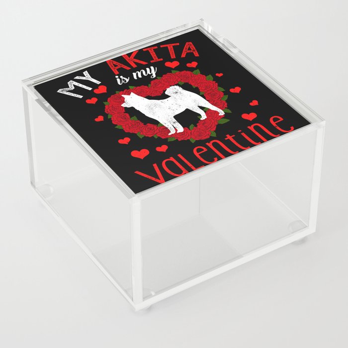 Dog Animal Hearts Day Akita Is My Valentines Day Acrylic Box