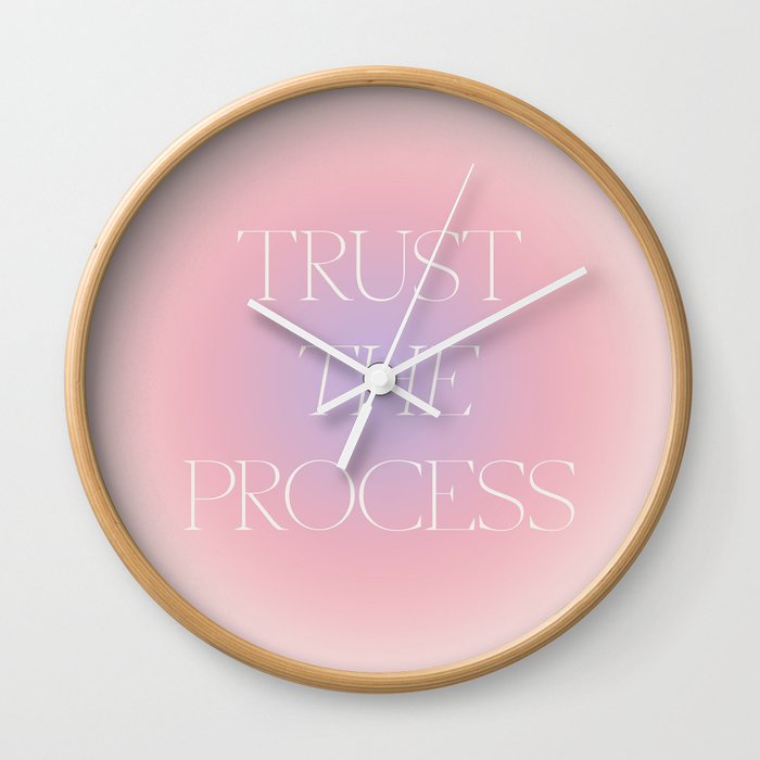 Trust The Process Gradient Lavender & Pink Wall Clock