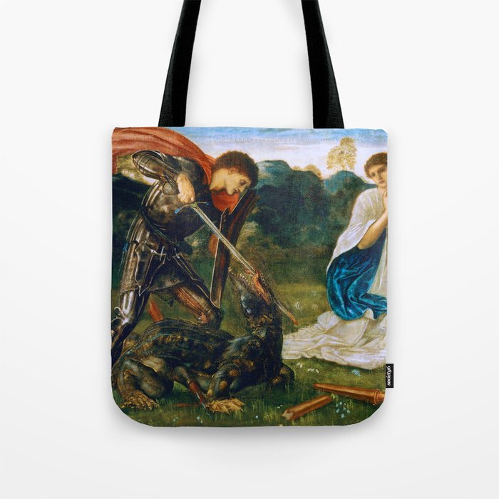 St George kills the dragon VI by Edward Burne-Jones. Tote Bag