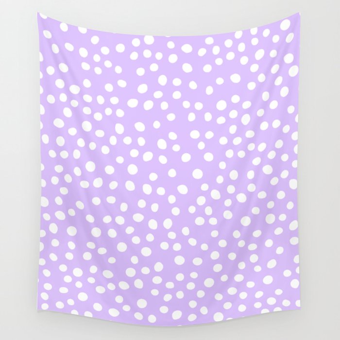 Lavender purple and white doodle dots Wall Tapestry