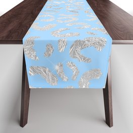 Blue Glam Leopard Print 02 Table Runner