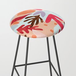 Abstract Pink Lilac Orange Watercolor Geometrical Floral Bar Stool