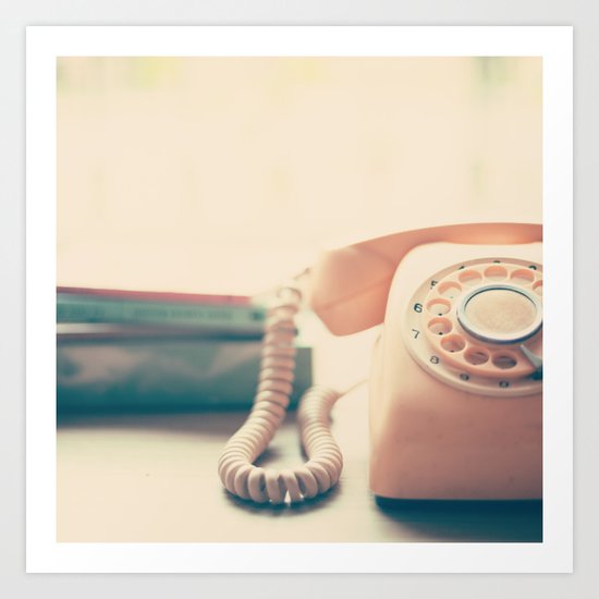 Close up Pink Retro Telephone Art Print