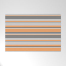 [ Thumbnail: Brown, Gray & Light Grey Colored Lined/Striped Pattern Welcome Mat ]