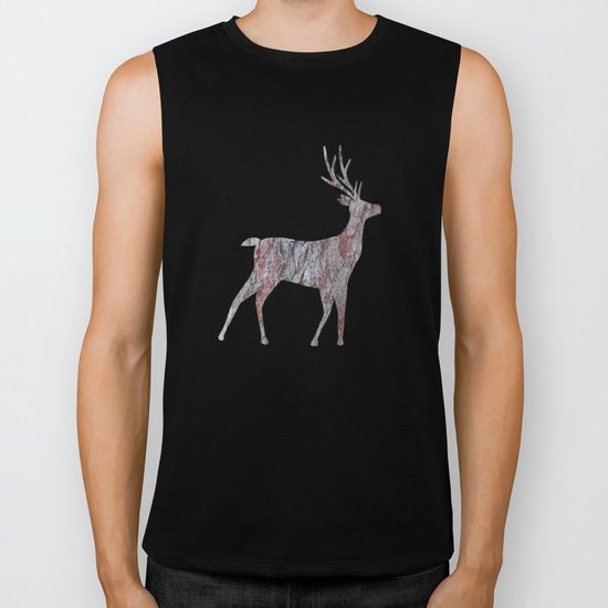 deer silhouette stag pine bark Biker Tank