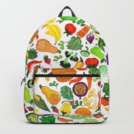 Fruit and Veg Pattern Backpack | Pattern, Vegan, Apple, Healthy, Vegetarian, Fruit, Design, Vegetable, Veggie, Plant 