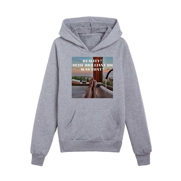 Reality? Whose brilliant idea was that? confident smirking female in the bathtub funny No. 2 color photograph - photography - photographs by Taryn Elliot Kids Pullover Hoodie