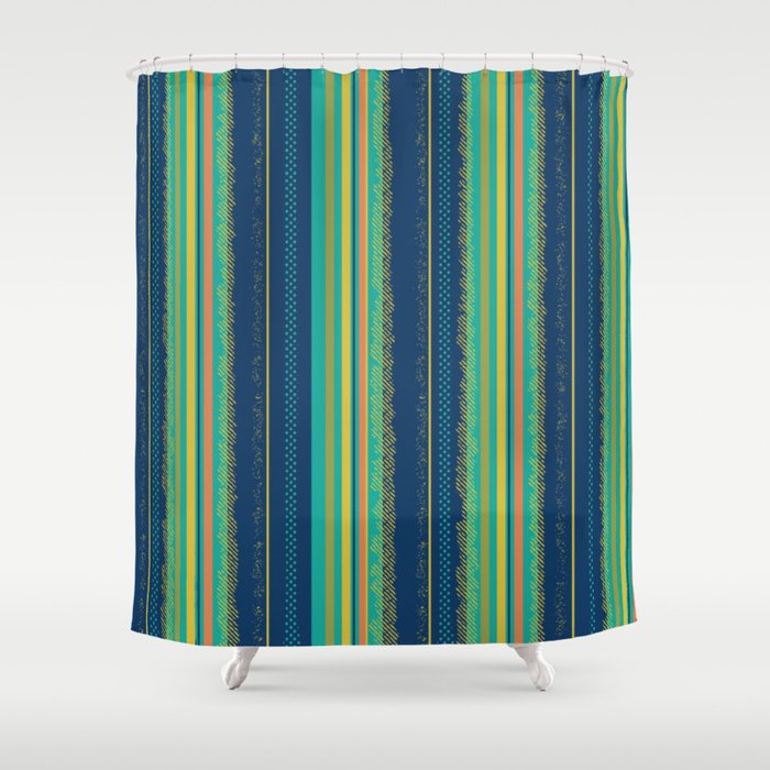 1990's Striped simple bold and colorful design Shower Curtain