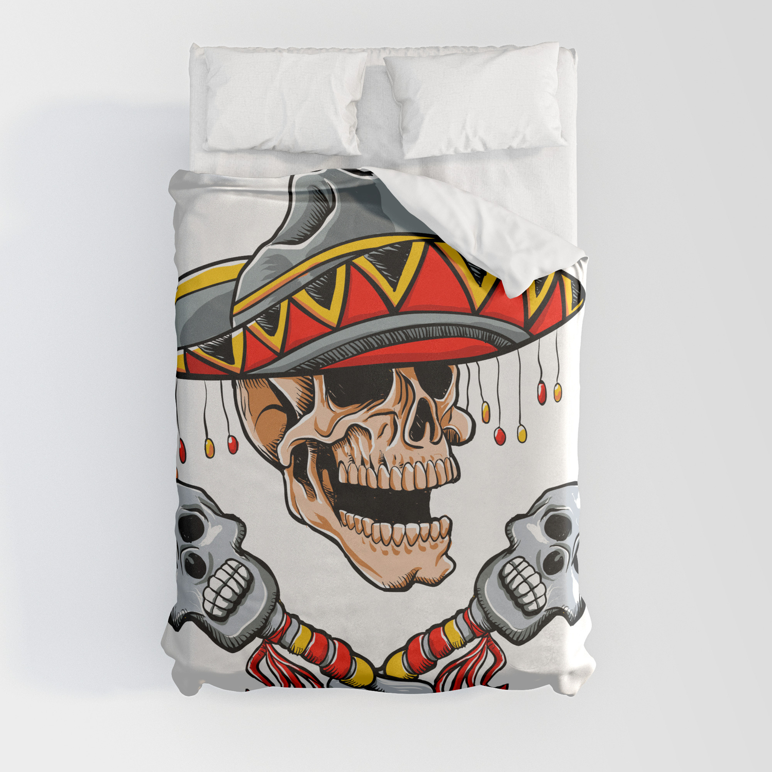 Sombrero And Maracas Duvet Cover, Mexican Style Duvet Covers