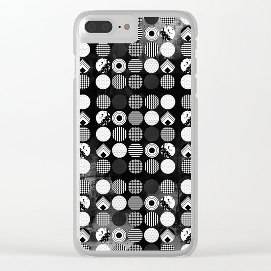 Hectic Geometric On Textured Black And White Clear iPhone Case