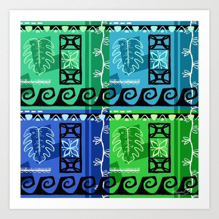 Hawaiian Pattern #1 - marine colors! Art Print
