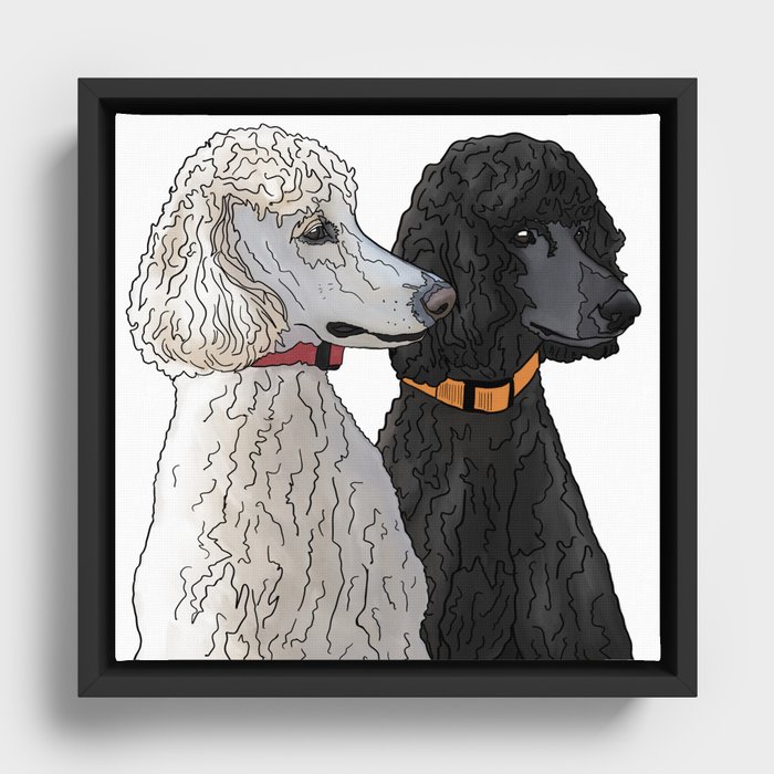 Pair of Poodles Framed Canvas