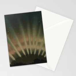 Vintage Aurora Borealis northern lights poster in natural hues Stationery Card