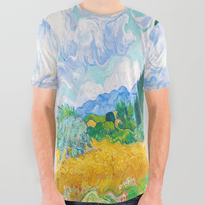 Vincent van Gogh (Dutch, 1853-1890) - Wheat Field with Cypresses - September 1889 - Post-Impressionism - Landscape art - Oil on canvas - Digitally Enhanced Version - All Over Graphic Tee