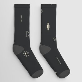 Southwestern Symbolic Pattern in Black & Cream Socks