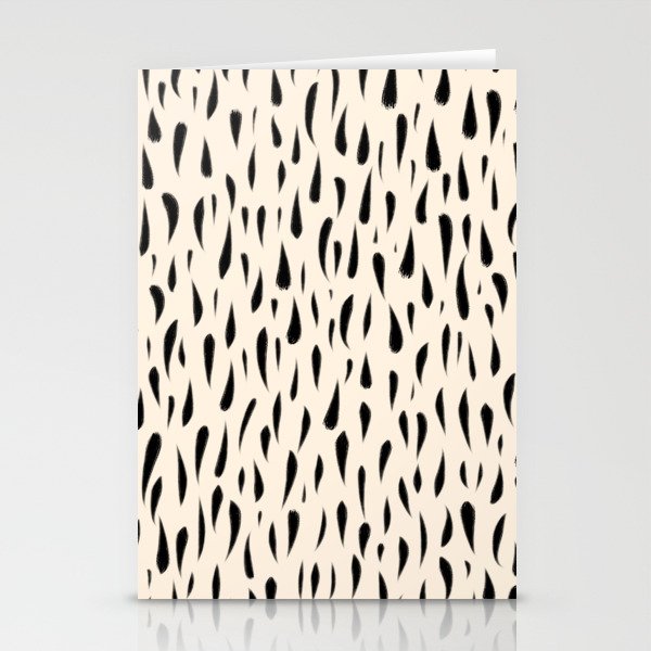 Organic Texture Minimalist Abstract Pattern in Black and Almond Cream Stationery Cards