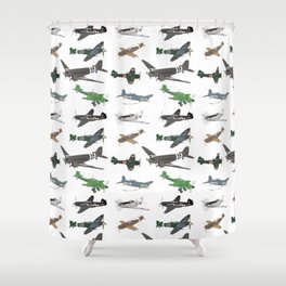 Multiple WW2 Airplanes Shower Curtain