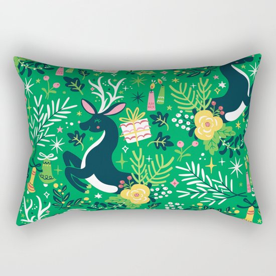 Festive Deer Rectangular Pillow