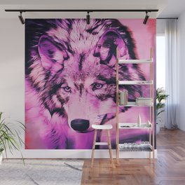 Wolf Spirit in Pink Wall Mural