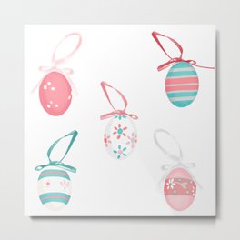 Happy easter egg pattern in beige Metal Print