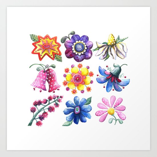 Pretty Flowers All in a Row Art Print