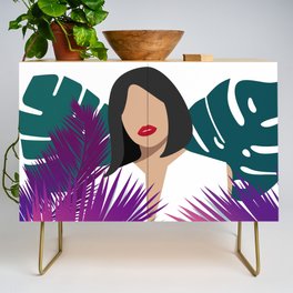 Woman surrounded by tropical plants 2 Credenza