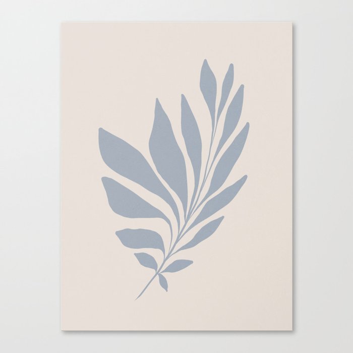 Palm leaf Mini 1 Beige on Blue Canvas Print