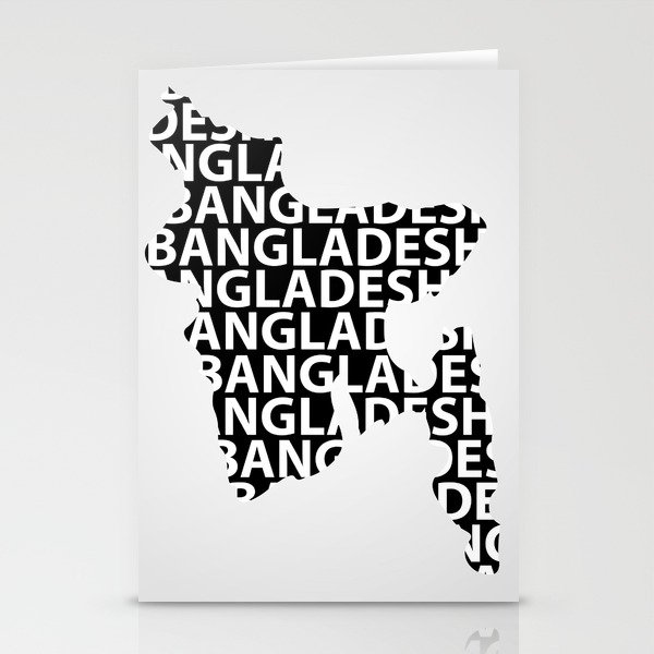 Typography Map of Bangladesh Stationery Cards