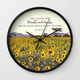 Proverbs and Sunflowers Wall Clock