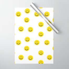 Smiley faces white yellow happy simple smiley pattern smile face kids nursery boys girls decor Wrapping Paper