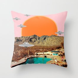 They've arrived! (UFO) Throw Pillow
