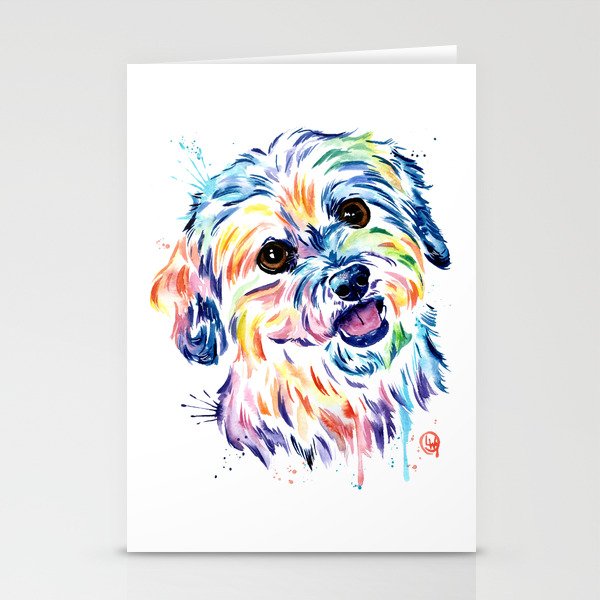 Shih Tzu Colorful Watercolor Pet Portrait Painting Stationery