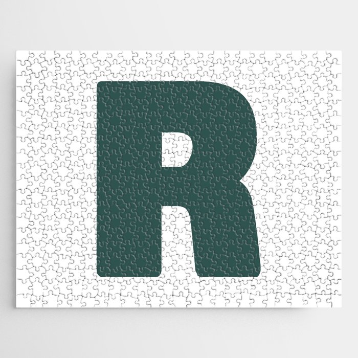 R (Dark Green & White Letter) Jigsaw Puzzle