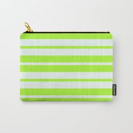 [ Thumbnail: Light Green and Mint Cream Colored Stripes Pattern Carry-All Pouch ]