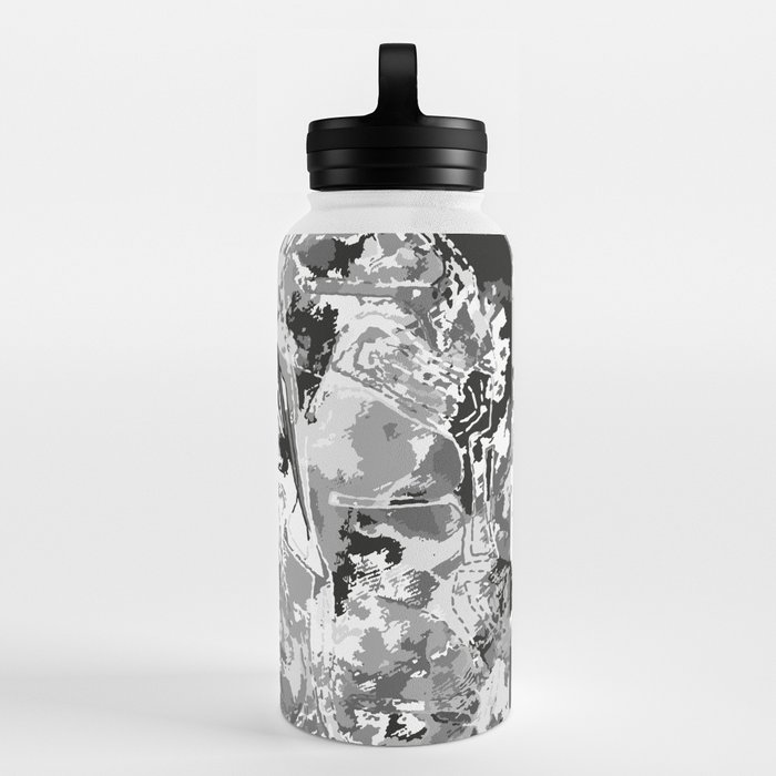 CUSTOM BLACK & GREY CAMO 10 Water Bottle by DesignStudioFlow