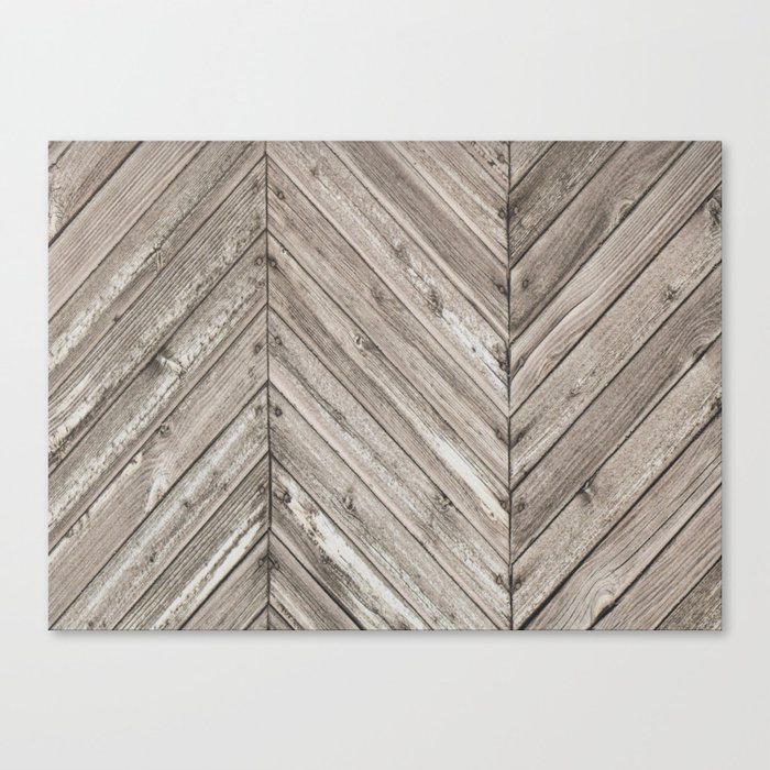 Herringbone Weathered Wood Texture Canvas Print