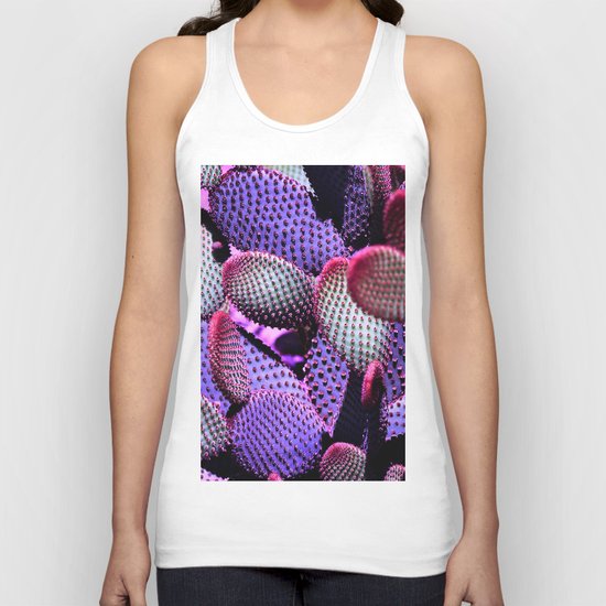 BRIGHT FLURO PINK AND PURPLE CACTUS TEXTURE PATTERN Unisex Tank Top