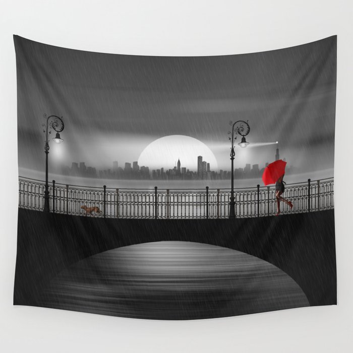 The bridge in the summer rain Wall Tapestry