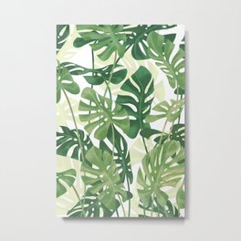 Vintage Monstera leaves Metal Print | Verde, Graphicdesign, Monstera, Curated, Pattern, Foliage, Paradise, Tropical, Selva, Nature 