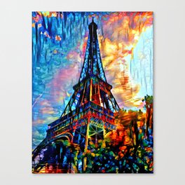Eiffel Tower painting Paris Art Colorful French artwork Canvas Print