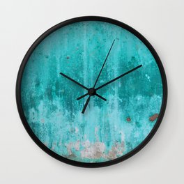 Weathered turquoise concrete wall texture Wall Clock