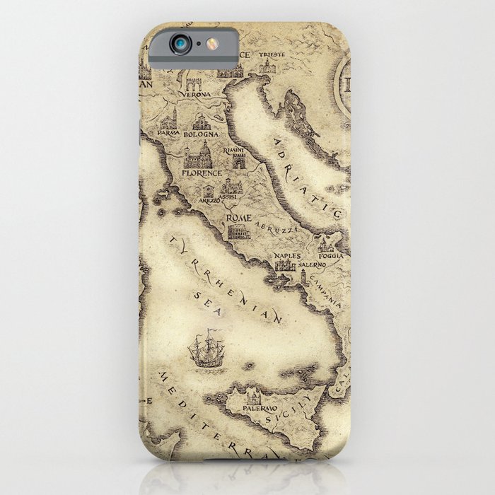 Vintage map of Italy iPhone Case