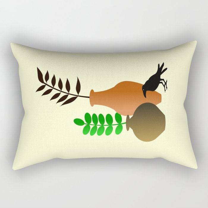 Terracotta Pots and Crow Rectangular Pillow