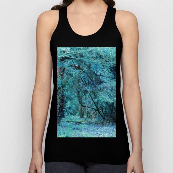 Aqua Teal Tree Landscape Unisex Tank Top