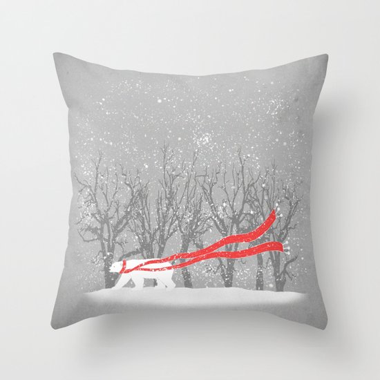 The Red Scarf Throw Pillow