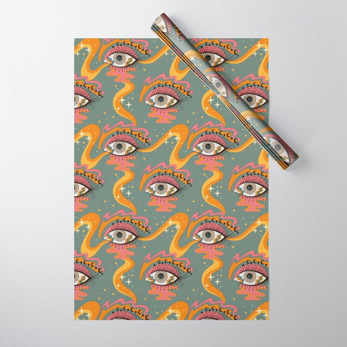 Cosmic Eye Retro 70s, 60s inspired psychedelic Wrapping Paper