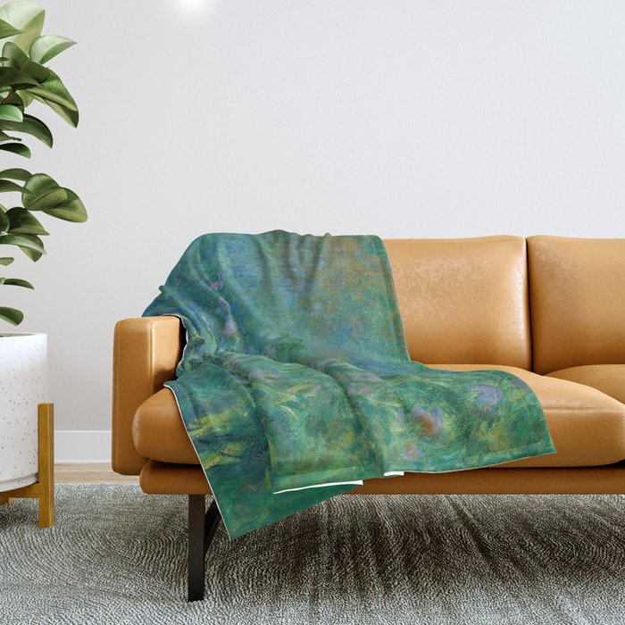 Claude Monet Irises Throw Blanket