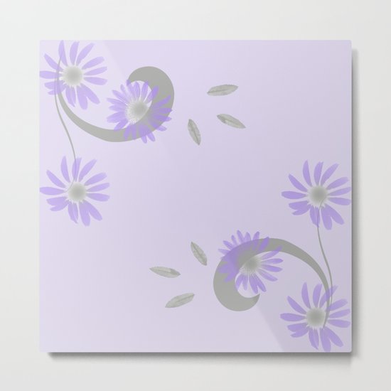 Floral Scroll Design - Purple and Lavender Metal Print